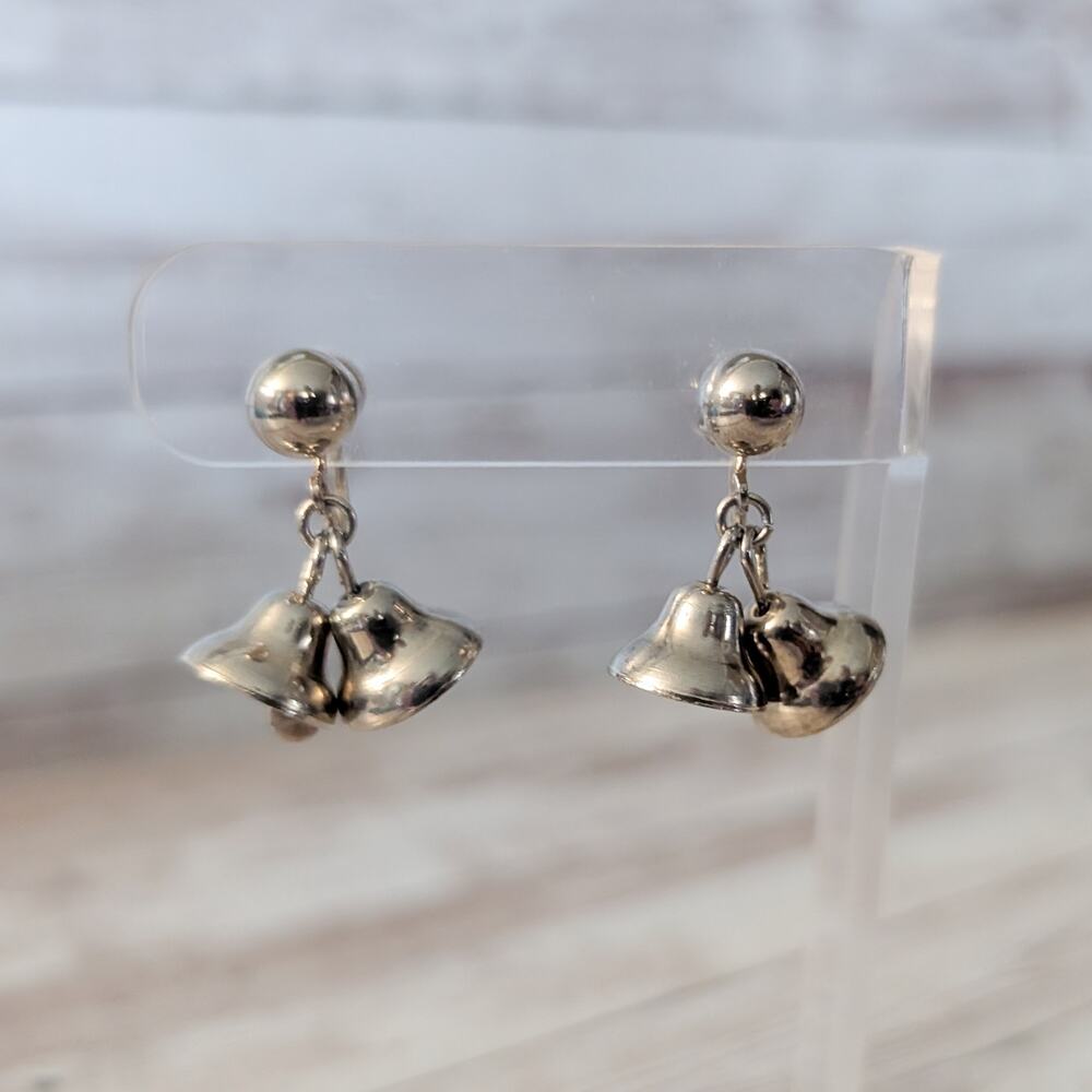 Vintage Screw Back Earrings Gold Tone Bells Dangle